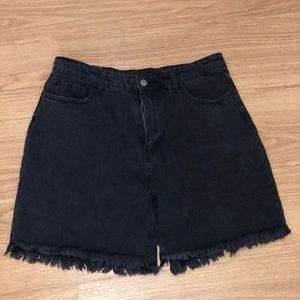 Black distressed jean shorts